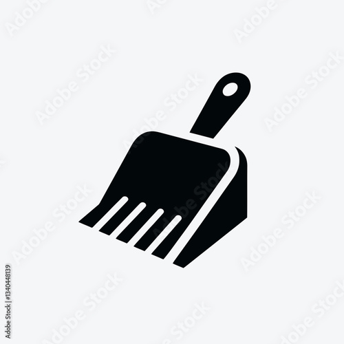 very simple flat and minimalist Dustpan silhouette in black on a white background