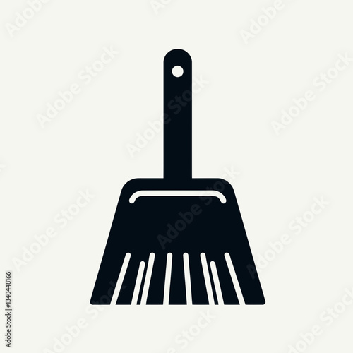 very simple flat and minimalist Dustpan silhouette in black on a white background