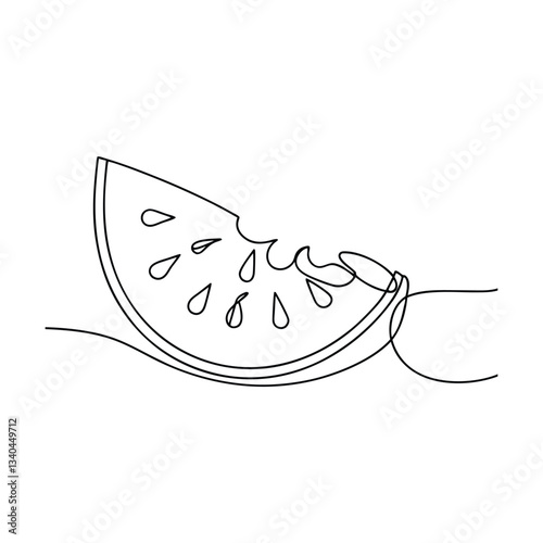 One line drawing of a juicy summer watermelon slice