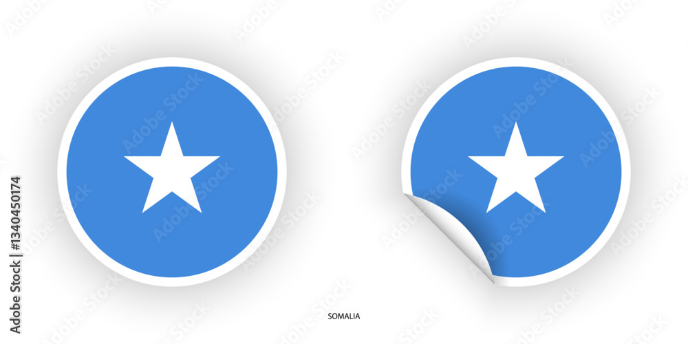 Somalia sticker flag in circle shape and circle peeled shape on white background. Somalia flag icon in circular form
Somalia sticker flag in circle shape and circle peeled shape on white background. Somalia flag icon in circular form