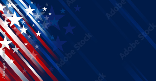 4th of july USA independence day banner design of stars and line on blue background with copy space vector illustration
