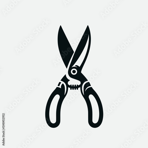 very simple flat and minimalist Garden Shears silhouette in black on a white background