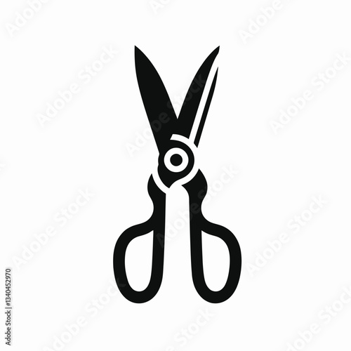 very simple flat and minimalist Garden Shears silhouette in black on a white background