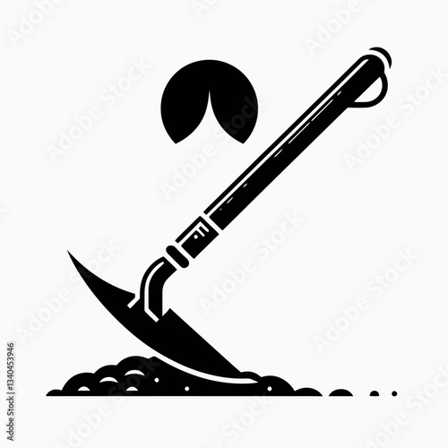  very simple flat and minimalist Garden Hoe silhouette in black on a white background