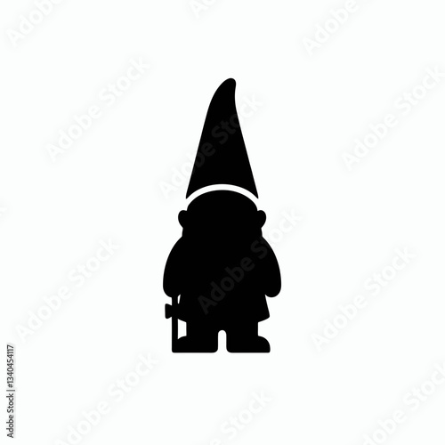 Garden Gnome silhouette in black on a white background