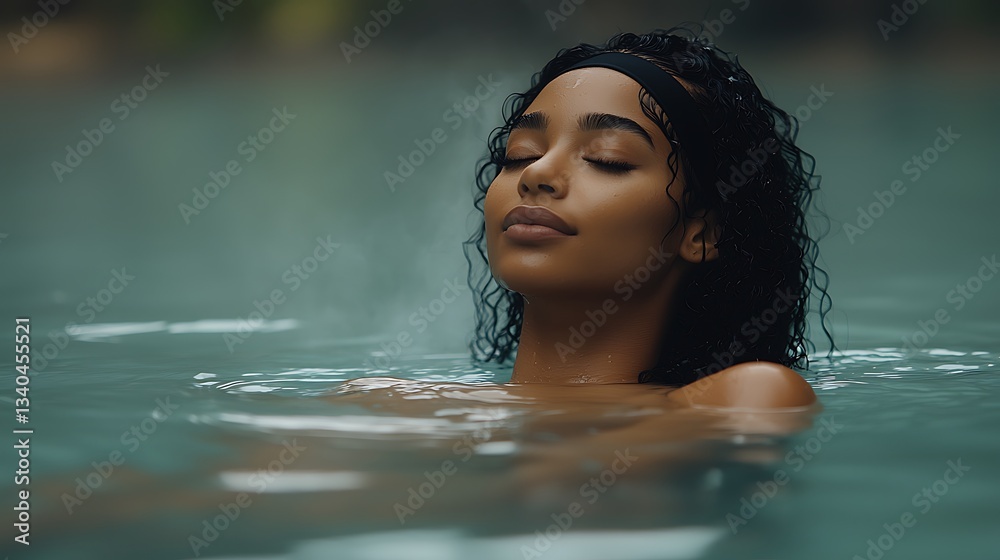 Woman relaxing in natural hot spring Woman relaxing in natural hot spring