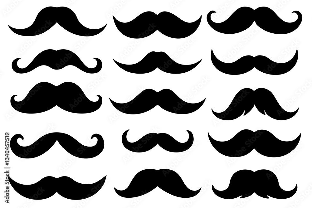 Collection of Diverse Mustache Silhouettes Collection of Diverse Mustache Silhouettes