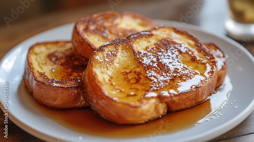 Homemade challah french toast made with a vanilla batter