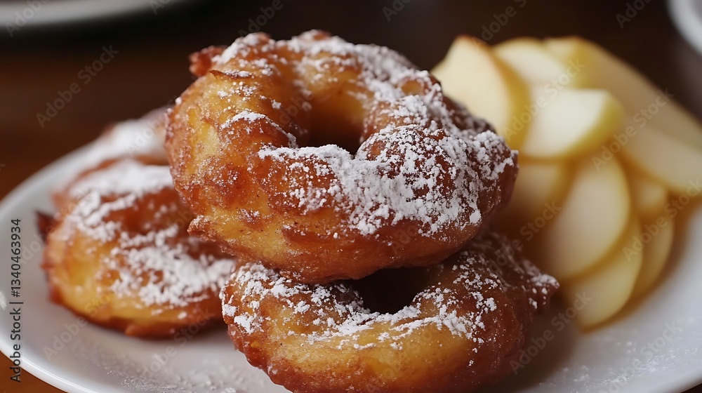 Homemade glazed apple fritters with cinnamon and apples Homemade glazed apple fritters with cinnamon and apples