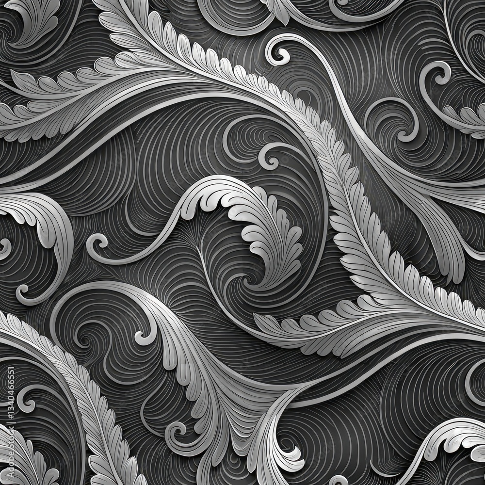 Seamless Swirl Patterns Elegant Design Studio Digital Art Dark Background Close-Up Textural Beauty Seamless Swirl Patterns Elegant Design Studio Digital Art Dark Background Close-Up Textural Beauty