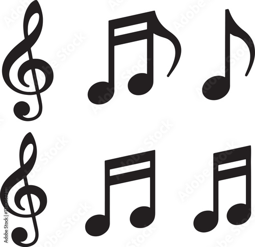 Music notes icons set. Vector illustration