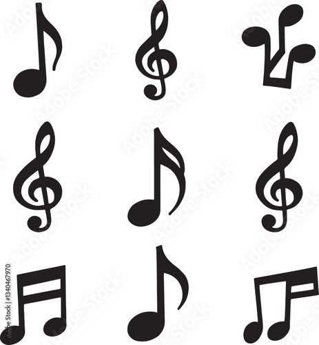 Music notes icons set. Vector illustration