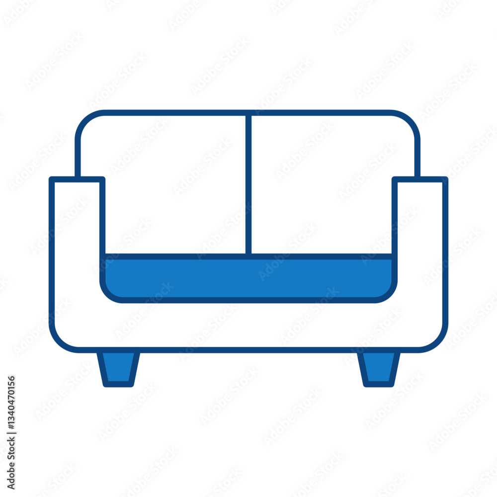 Sofa Blue Line Editable Stroke Icon. Real Estate, Building, House, Home, Property Vector Illustration Sofa Blue Line Editable Stroke Icon. Real Estate, Building, House, Home, Property Vector Illustration