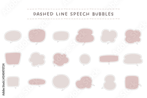 点線とベージュカラーの塗りの吹き出しセット