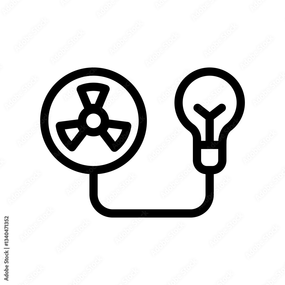 Obraz premium Icon Line nuclear energy charging lightbulb. Renewable energy, ecology and energy alternative. Outline icon concept