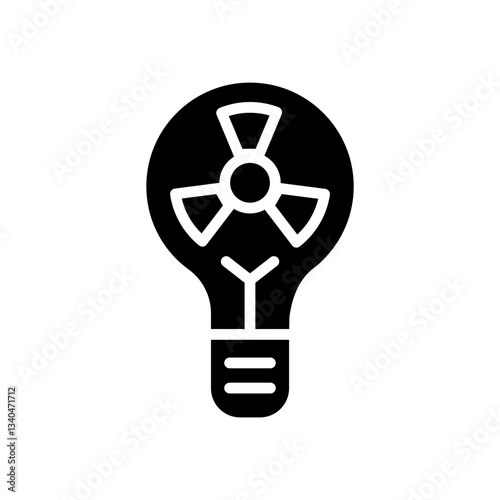 Icon Glyph lightbulb nuclear energy. Renewable energy, ecology and energy alternative. Solid Black icon concept