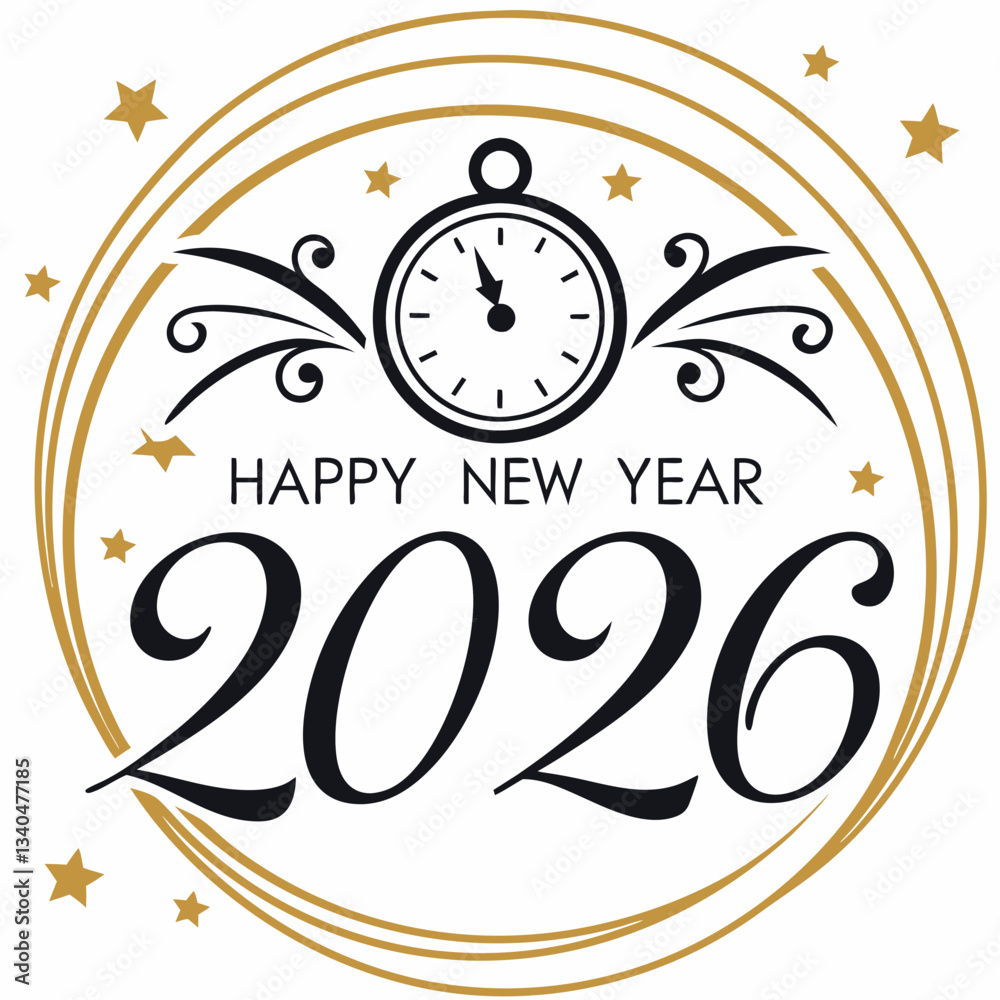 Fototapeta premium Elegant Black and Gold 2026 New Year