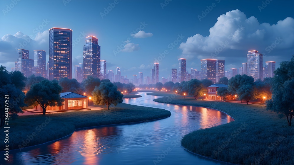 Fototapeta premium Quiet night view of the city