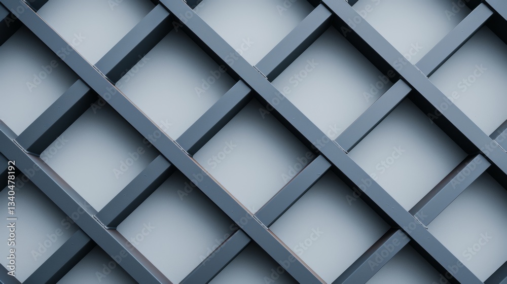 Obraz premium A reinforced steel structure under construction symbolizes growth and industrial strength. High-resolution steel textures with sharp architectural lines.