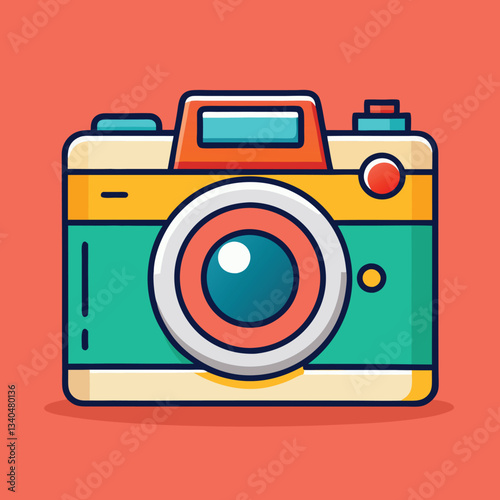 Retro Camera Vector Illustration.