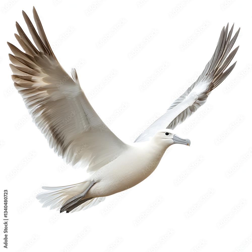 Fototapeta premium Soaring Albatross in Flight White Background