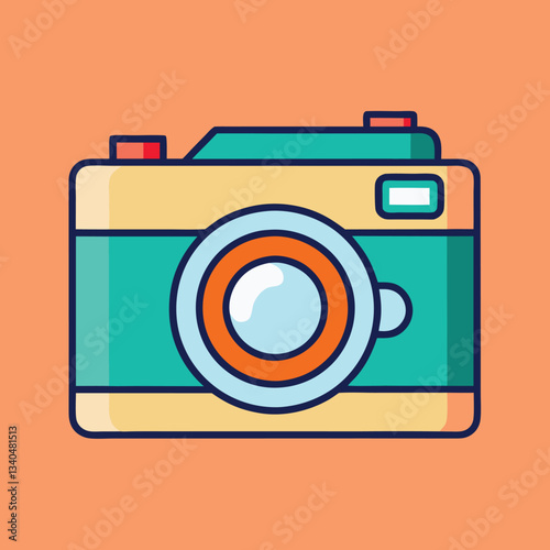 Retro Camera Vector Illustration.