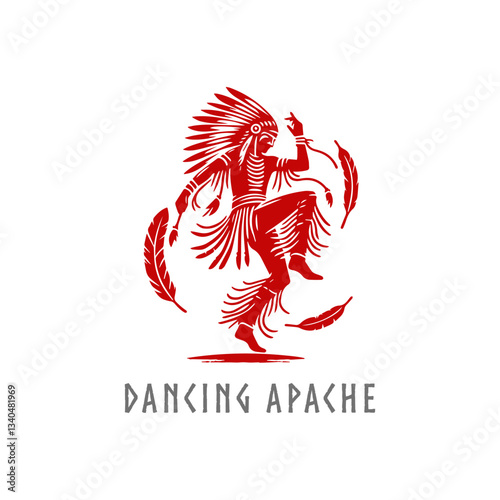 vector image of a dancing apache warrior