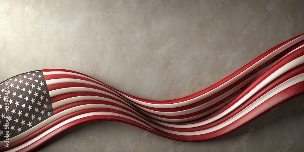 Obraz premium Minimalist USA Flag Wave Pattern Corner Border Design Template with Empty Space for Text - Stock Photo