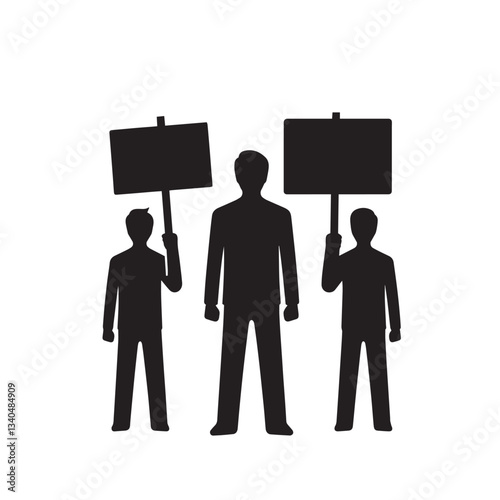 Protester silhouette with placards.