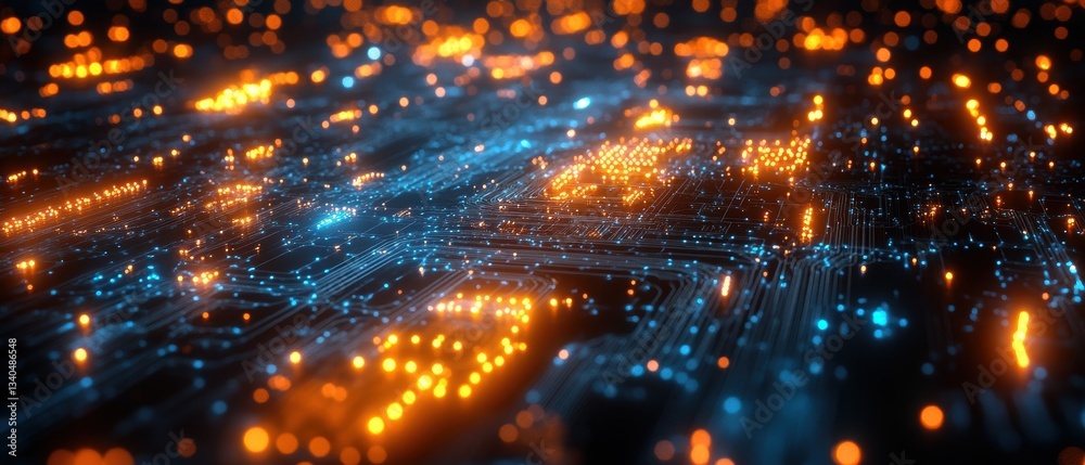 Fototapeta premium Abstract Visualization of AI Processing Data Streams in Digital Environment