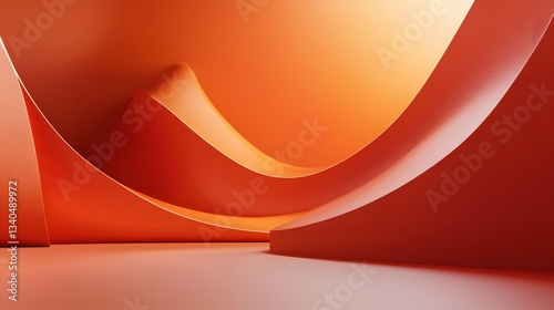 Obraz na płótnie Abstract orange paper forms creating a minimalist background texture w salonie