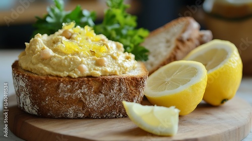 Hummus chickpea lemon and wholegrain bread