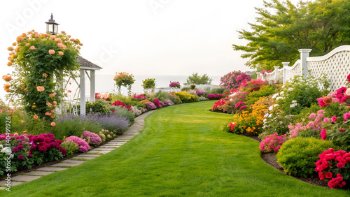 garden with flowers and trees