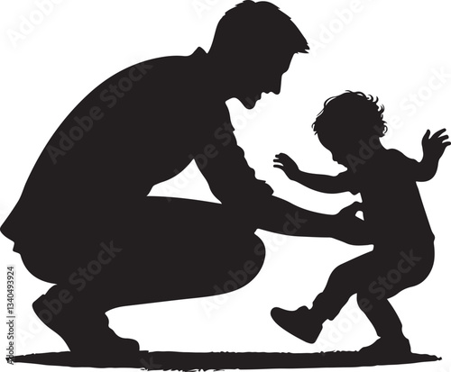 Dad and Son Silhouette Vector Bundle
