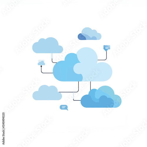 Abstract cloud shapes representing remote collaboration in technology, innovation