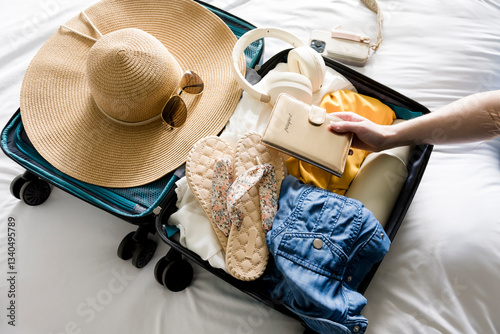 Quadro su tela Woman packing for summer vacation