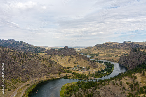 Aerial view of the Missouri River in Montana