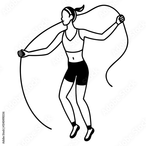Silhouette of a woman performing a skipping rope exercise, symbolizing fitness and agility