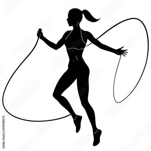 Silhouette of a woman performing a skipping rope exercise, symbolizing fitness and agility