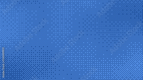 Classic Pixel Art Dithering Background. Blue Pixel Linear Gradient Pattern. Vector Illustration.