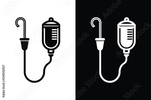 Hospital Catheter Icon. Flat Silhouette Vector for Medical Use