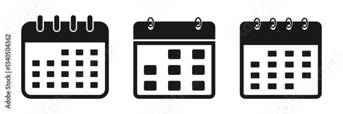 Vector set calendar icon isolated on white background