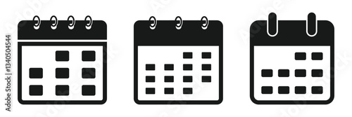 Calendar flat icon set. Deadline, calendar notification, reminder organizer icons vector illustration. EPS 10