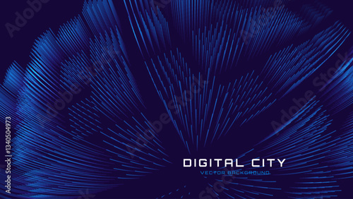 Hi Tech Network Connection Blue Lines Grid. 3D Technology Style Banner Design. Technology Vector Illustration. Futuristic Design for Technology or Science Event. 