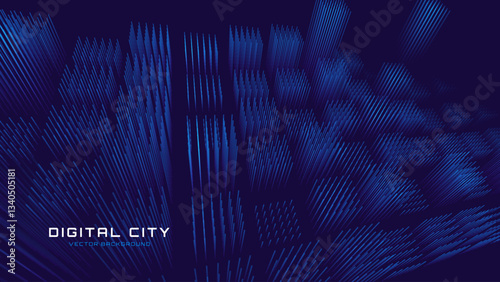 Hi Tech Network Connection Blue Lines Grid. 3D Technology Style Banner Design. Technology Vector Illustration. Futuristic Design for Technology or Science Event. 