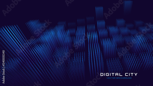 Hi Tech Network Connection Blue Lines Grid. 3D Technology Style Banner Design. Technology Vector Illustration. Futuristic Design for Technology or Science Event. 