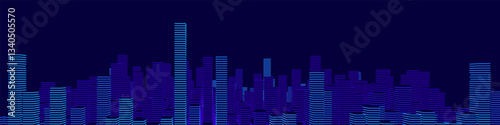 Smart Digital City Concept. Urban Architecture High Towers Concept of the Future City. Virtual Reality Abstract Digital Skyscraper Buildings. Modern Technology Vector Illustration.