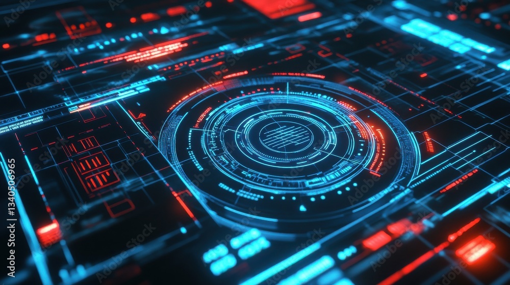 Obraz premium Futuristic interface with advanced network security protocols and digital protection