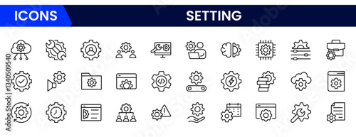 setting thin line icons. For website marketing design, logo, app, template, UI, etc. Vector illustration.
