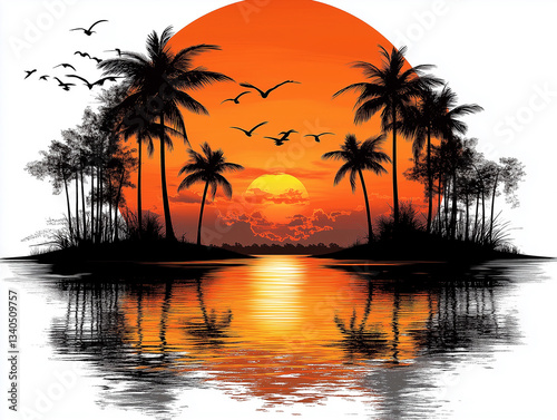 Island vacation travel company logo